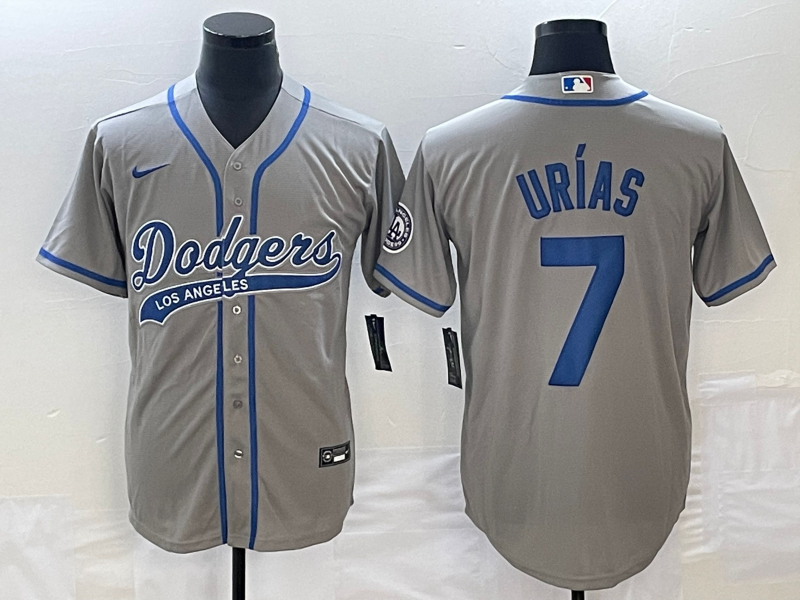 Men's Los Angeles Dodgers Julio Urias #7 Gray Jersey Joint Edition